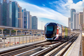 New modern tram in Dubai