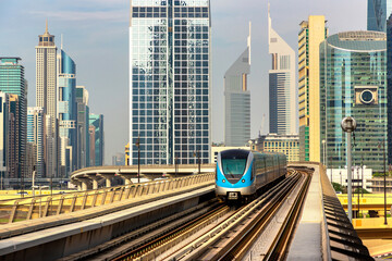 Fototapeta na wymiar Metro railway in Dubai