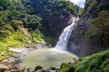 Naklejka na ściany i meble Dunhinda waterfall in Sri Lanka