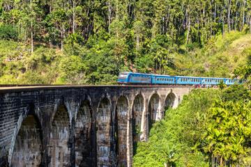 Train at Nine arch bridge,  Sri Lanka - obrazy, fototapety, plakaty