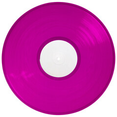 Pink vinyl record 12'' realistic photography, isolated png on transparent background for graphic...