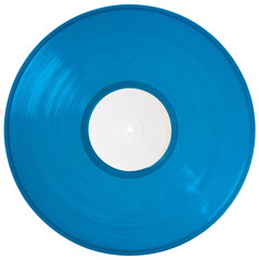Blue vinyl record 12'' realistic photography, isolated png on transparent background for graphic...