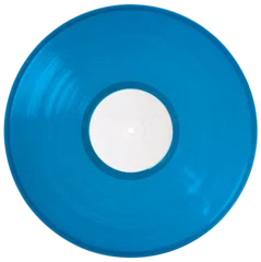 Fototapete Musikladen Blue vinyl record 12'' realistic photography, isolated png on transparent background for graphic design 