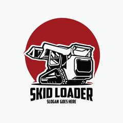 Skid Steer Loader Logo Vector Art Illustration Design. Best for Stickers and Industrial Company Logo