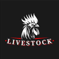 Agriculture, farm rooster icon or mascot of livestock market label, vector chicken head. Rooster badge of farming village for farmhouse natural food products and organic poultry agriculture sign