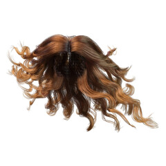 Red windblown long wavy hair on isolated white background, 3D Illustration, 3D Rendering