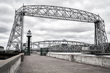 Fototapeta premium Aerial Lift Bridge in Duluth Minnesota | Lake Superior 