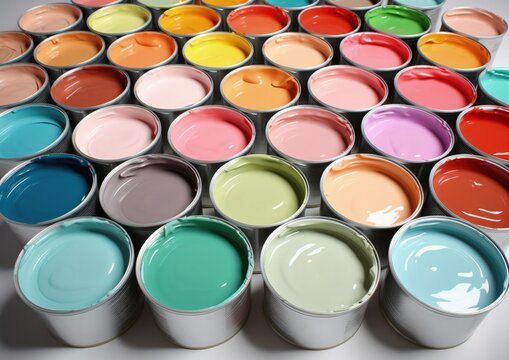 beautiful complementary pastel colors in paint buckets, traditional room painting paint color