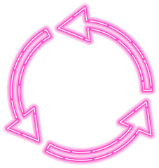 サイクル図　インフォグラフィック用矢印　ネオン　ピンク　　