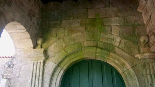 Front door santa Comba de Bande is a Mozarabic temple dating from the second half of the eighth century, located in the municipality of Bande in the province of Ourense. galicia, spain