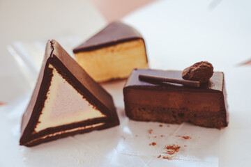 Slice of Cake chocolate tiramisu Lemon delicious design tasty  