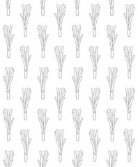 Vector seamless pattern of hand drawn doodle sketch leek isolated on white background