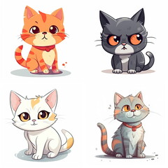 Obraz premium Cartoon character of cat on white background