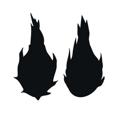 Vector hand drawn dragon fruit silhouette isolated on white background