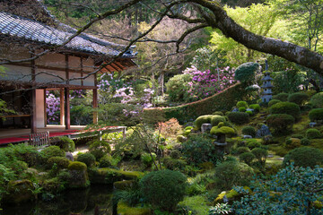 The porch and the Japanese garden.  Kyoto Japan
