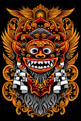 Barong mask illustration from Balinese art