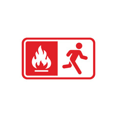 Emergency fire exit symbol icon isolated on white background