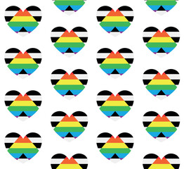 Vector seamless pattern of flat heterosexual straight flag heart isolated on white background