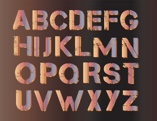 Gradient grunge font, Alphabet letters font