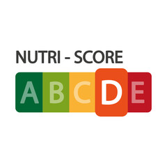 Nutri Score official label. D score. Vector illustration.