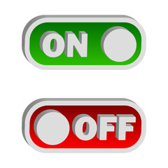 On and Off Toggle Switch Buttons with Lettering Modern Devices. User Interface Mockup or Template. Vector illustration.