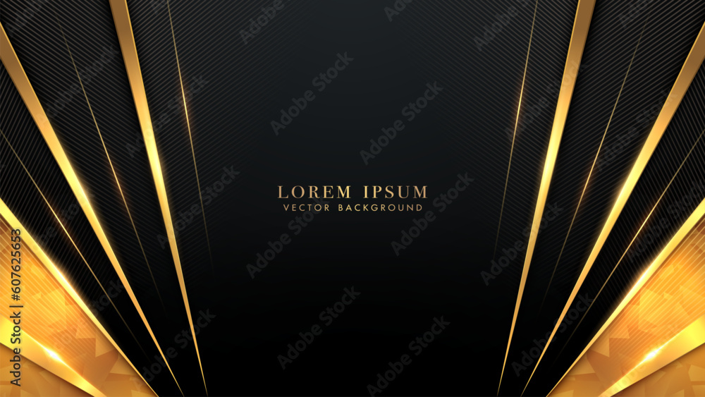 Canvas Prints diagonal golden shape and lines with glowing effects element decoration on black background. luxury 