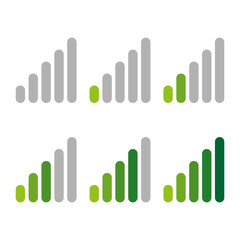 Signal strength, strength, progress or generic level indicators. Low file size. Vector illustration.
