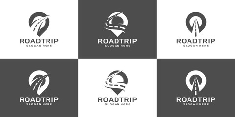 Collection of road map logo design template. Street logo with location point graphic design vector illustration. Symbol, icon, creative.