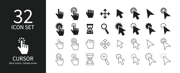 Icon sets associated with cursors and clicks