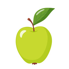 fresh green apple with leaves