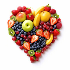 Fototapeta na wymiar heart shaped fruit salad 