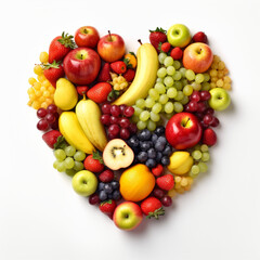 Naklejka na ściany i meble heart shaped fruit salad 