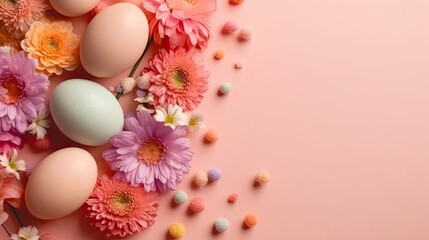 Happy Easter Day Banner on pastel background
