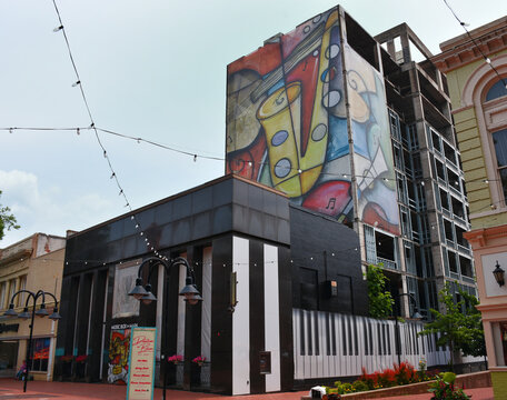 Dewberry building on the Downtown Mall, Charlottesville, Virginia, USA