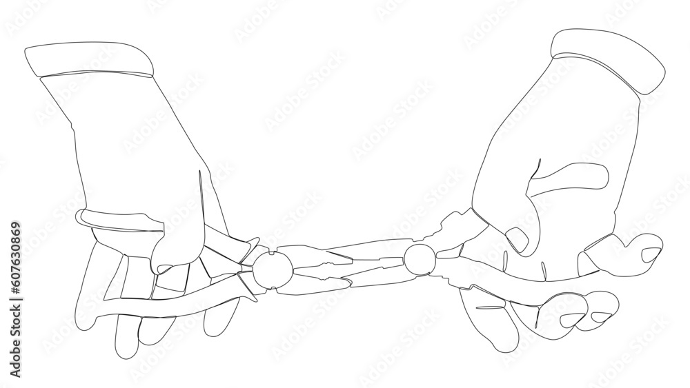 Poster one continuous line of pliers, tongs. a hand tool used to hold objects securely. thin line illustrat