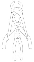 One continuous line of Pliers, Tongs. A hand tool used to hold objects securely. Thin Line Illustration vector concept. Contour Drawing Creative ideas.