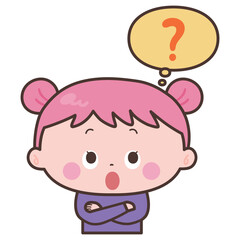 考える　女の子