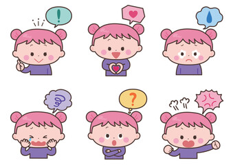 吹き出し　表情　女の子