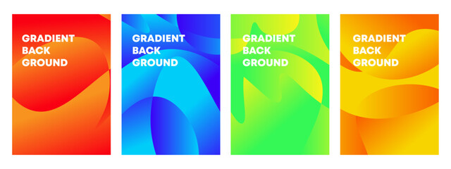 Obraz na płótnie Canvas Set of gradient background with beautiful wavy shapes red, blue, green, yellow. Vertical banner