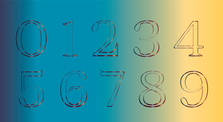 Gradient shiny font, numbers font