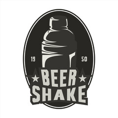 Beer Bottle Vintage Logo Vector, Beer Shake Logo
