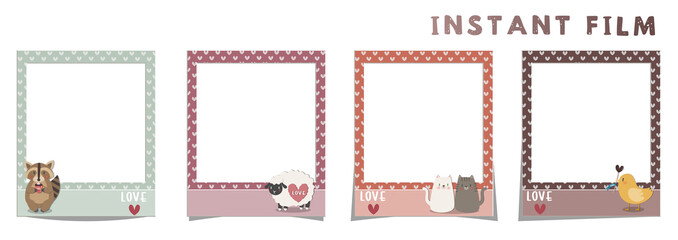 Instant film style frame VALENTINE , インスタントフィルム風正方形フレーム ,バレンタイン,PNG