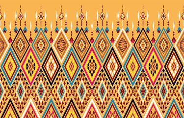 Geometric ethnic oriental pattern ikat pattern traditional Design for background,carpet,wallpaper,clothing,wrapping,Batik,fabric,Vector illustration embroidery style. ikat pattern