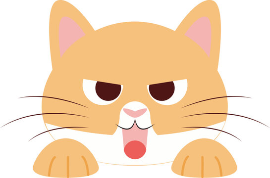a vector icon design of a cat with an angry expression with its mouth open, this vector design can be used as an illustration of a cat, this design can be used as a cat-shaped decorative element