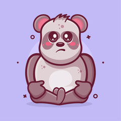 funny panda animal character mascot with sad expression isolated cartoon in flat style design
