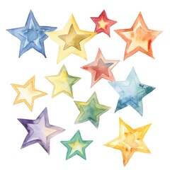 Watercolor / Gouache painting of simple beautiful colourful stars