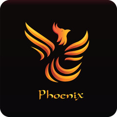 Phoenix birds fire wings logo concept template