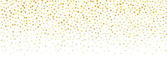 Golden falling confetti background. Repeating gold glitter pattern. Yellow, orange dots wallpaper. Celebration party decoration. Vector backdrop  - 607636881