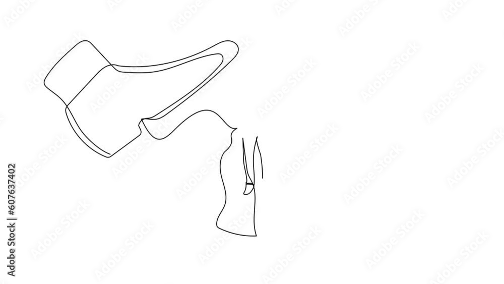 Aufkleber self drawing animation of single line draw arabian businessman going away with huge boot shoe kickin