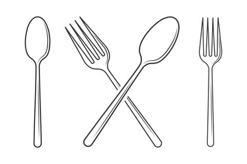 Cutlery Outline, Cutlery Silhouette, Fork Vector, Restaurant Equipment, Clip Art, Fork Spoon and Knife Outline